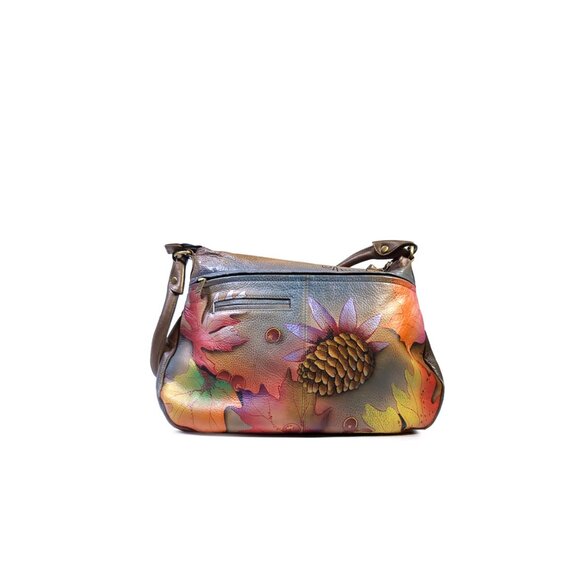 Anuschka Bags Fall Hand Painted Leather Organizer Shoulder Purse - Picture 5 of 12